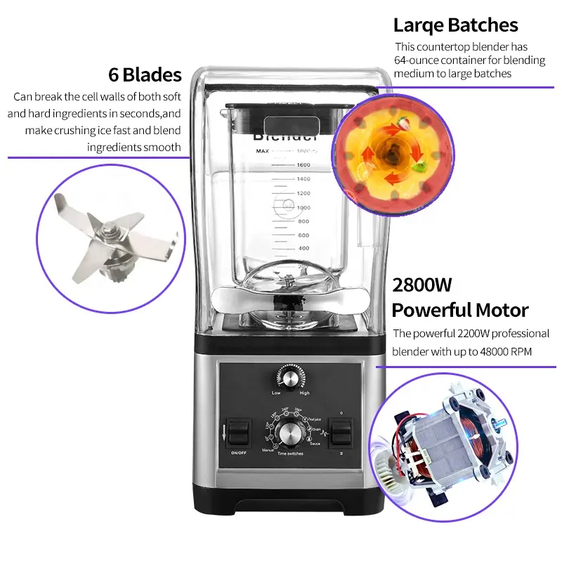Commercial Blender Heavy Duty - Frullatore Professionale ad Alta Potenza per