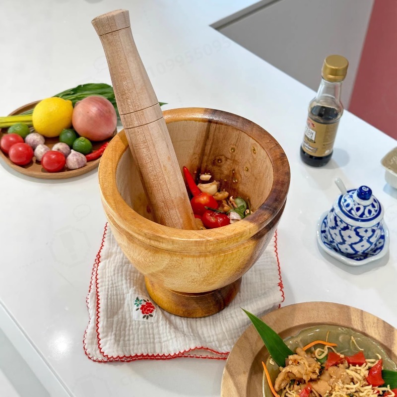 Commercial Kitchen Grinder - Set Mortaio e Pestello in Legno
